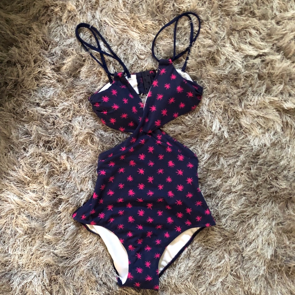 Lands End Swimsuit pink stars